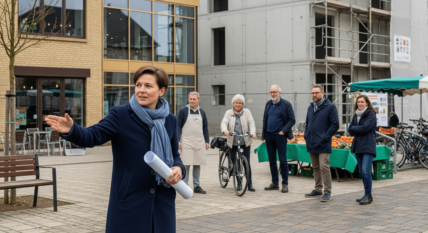 Tervező mutatja a városközpontot, kis- és közepes városok fejlesztése projektnél